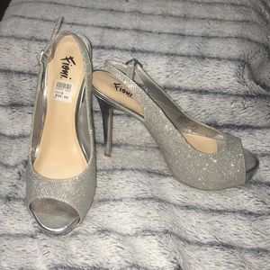 Fioni Silver Sparkling Heels, Size: US 8